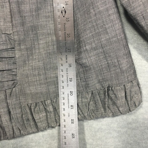 CJ Banks X 14W Short Gray Ruched Blazer Jacket Pleated Shoulder Pads Open Lined - Picture 6 of 12